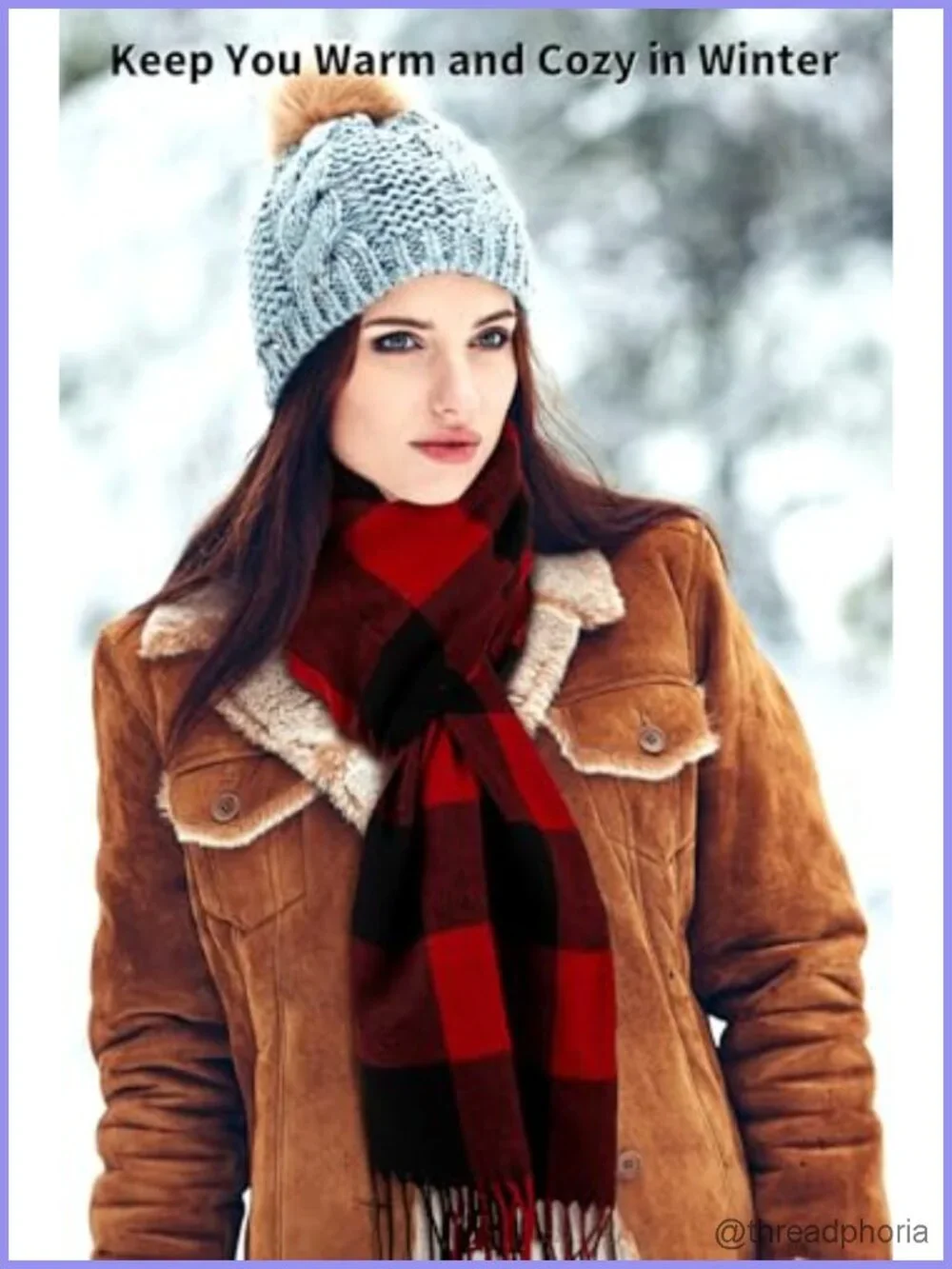 3-Piece Winter Plaid Scarf Shawl Wrap for Women Men Soft Polyester